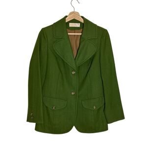 Vintage Pendleton Women’s 2-Button Virgin Wool Blazer Green Made in USA Sz 12